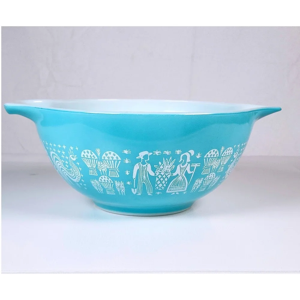 Vintage Pyrex Mixing Bowls 3 Piece Turquoise Butterprint Amish Cinderella Set